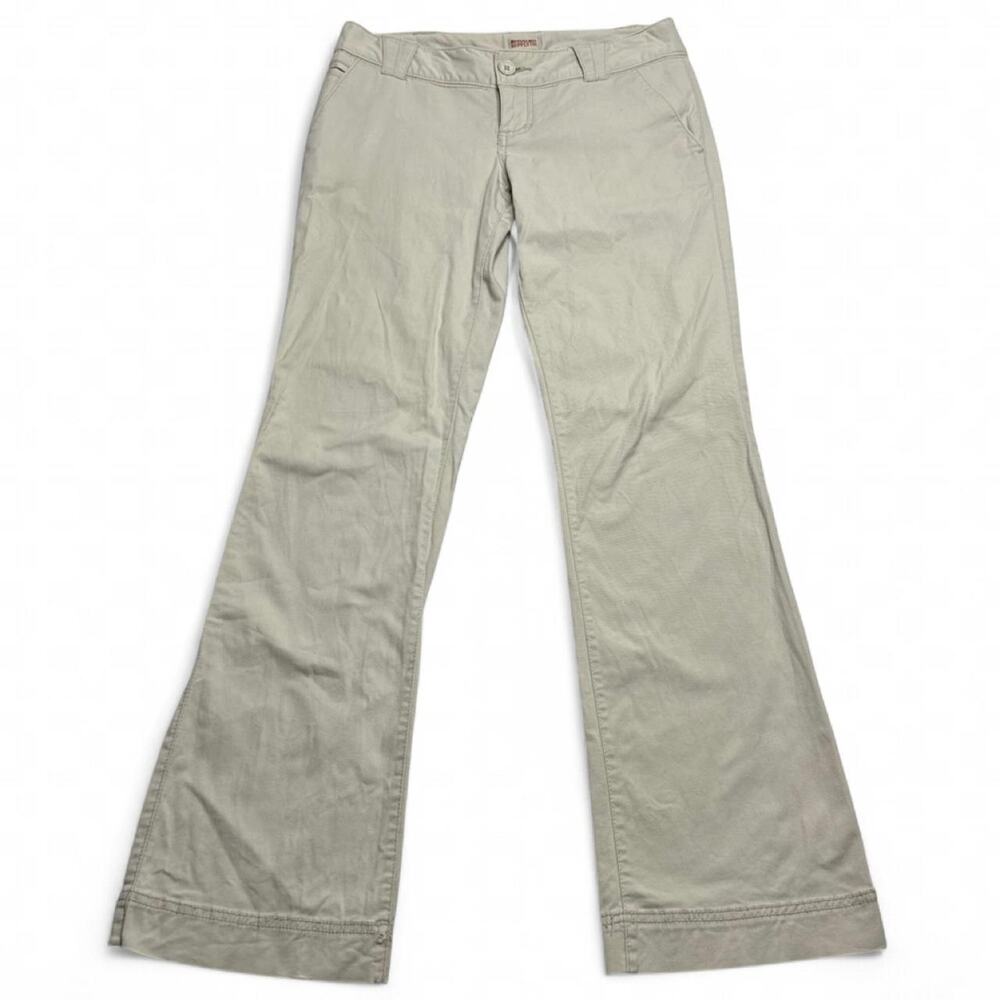 Khaki- Cream Super Low Rise Y2K Flared Trousers - Pants office siren size 5